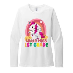 Little Miss 1st Grade Rainbow Unicorn Womens CVC Long Sleeve Shirt