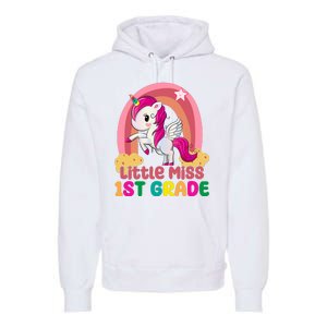 Little Miss 1st Grade Rainbow Unicorn Premium Hoodie