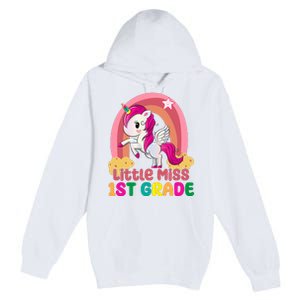 Little Miss 1st Grade Rainbow Unicorn Premium Pullover Hoodie