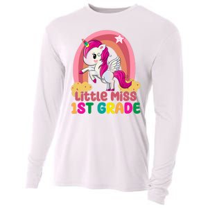 Little Miss 1st Grade Rainbow Unicorn Cooling Performance Long Sleeve Crew