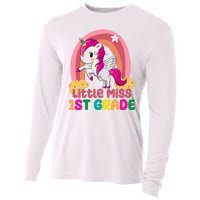 Little Miss 1st Grade Rainbow Unicorn Cooling Performance Long Sleeve Crew