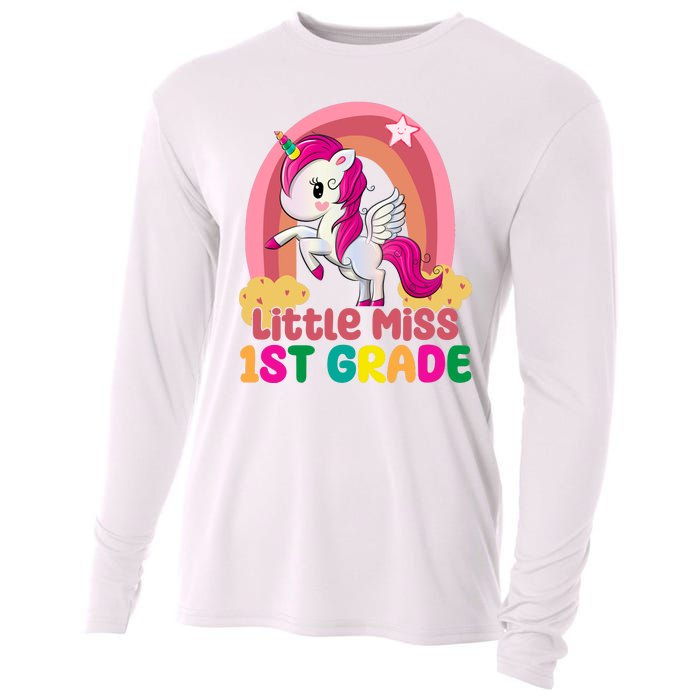 Little Miss 1st Grade Rainbow Unicorn Cooling Performance Long Sleeve Crew