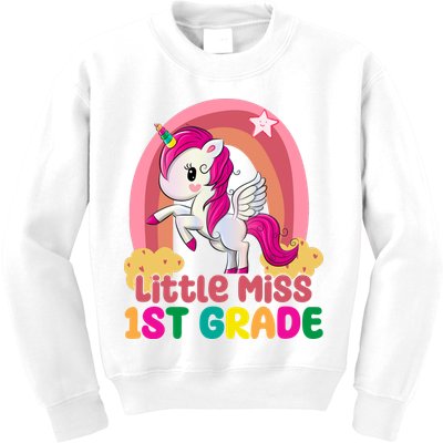 Little Miss 1st Grade Rainbow Unicorn Kids Sweatshirt