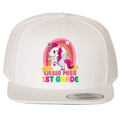 Little Miss 1st Grade Rainbow Unicorn Wool Snapback Cap