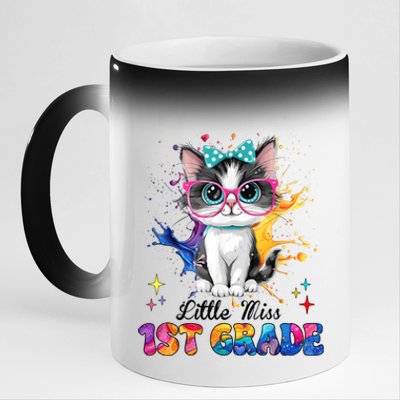 Little Miss 1st Grade Kitten Back To School Cat 11oz Black Color Changing Mug