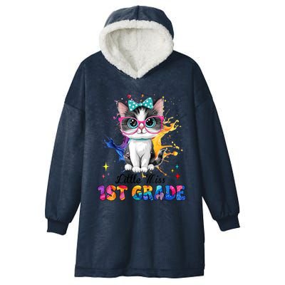 Little Miss 1st Grade Kitten Back To School Cat Hooded Wearable Blanket