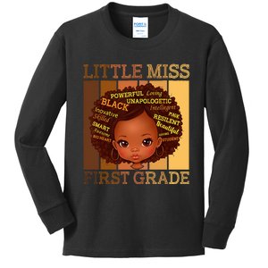 Little Miss 1st Grade Back To School First Grade Kids Long Sleeve Shirt