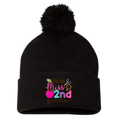 Little Miss 2nd Grade First Day Of Second Grade Cute Pom Pom 12in Knit Beanie