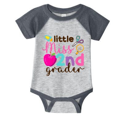 Little Miss 2nd Grade First Day Of Second Grade Cute Infant Baby Jersey Bodysuit