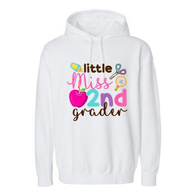 Little Miss 2nd Grade First Day Of Second Grade Cute Garment-Dyed Fleece Hoodie