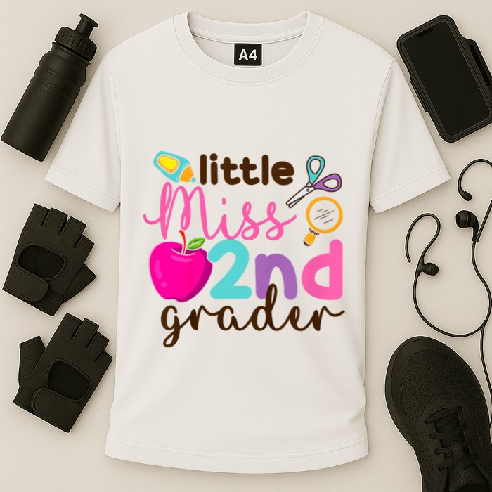Little Miss 2nd Grade First Day Of Second Grade Cute Cooling Performance Crew T-Shirt