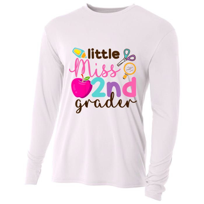 Little Miss 2nd Grade First Day Of Second Grade Cute Cooling Performance Long Sleeve Crew