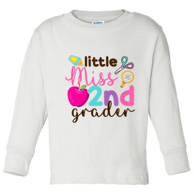 Little Miss 2nd Grade First Day Of Second Grade Cute Toddler Long Sleeve Shirt