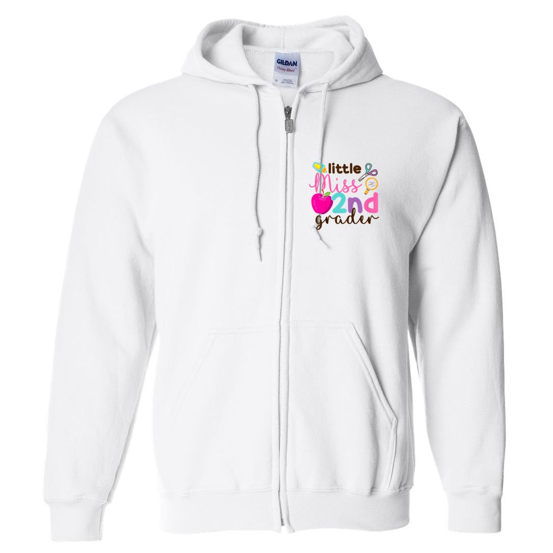 Little Miss 2nd Grade First Day Of Second Grade Cute Full Zip Hoodie