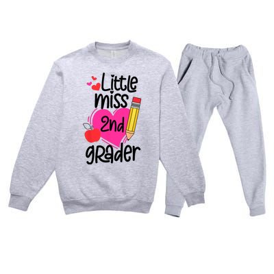 Little Miss 2nd Grader First Day Of Second Grade Girl Premium Crewneck Sweatsuit Set