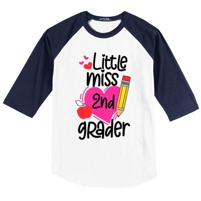 Little Miss 2nd Grader First Day Of Second Grade Girl Baseball Sleeve Shirt