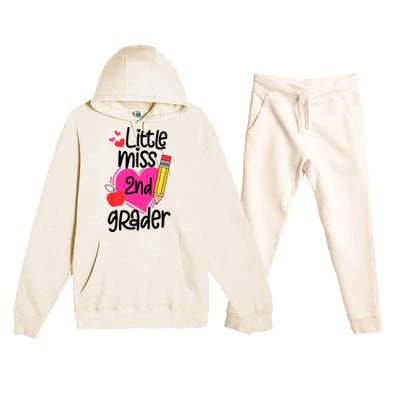 Little Miss 2nd Grader First Day Of Second Grade Girl Premium Hooded Sweatsuit Set