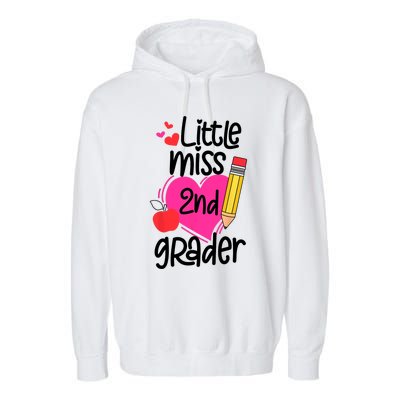 Little Miss 2nd Grader First Day Of Second Grade Girl Garment-Dyed Fleece Hoodie