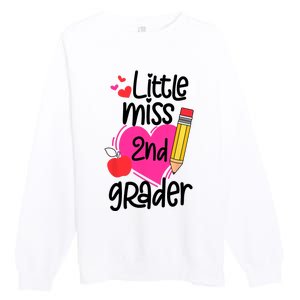 Little Miss 2nd Grader First Day Of Second Grade Girl Premium Crewneck Sweatshirt