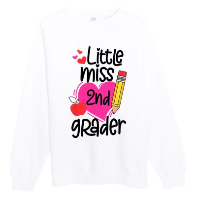 Little Miss 2nd Grader First Day Of Second Grade Girl Premium Crewneck Sweatshirt