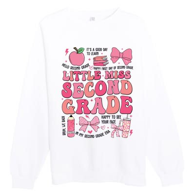 Little Miss 2nd Grade Girl Coquette Bow Back To School Premium Crewneck Sweatshirt