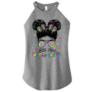 Little Miss 2Nd Grade Messy Bun Tie Dye Second Grade Gift Women's Perfect Tri Rocker Tank