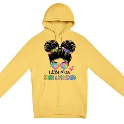 Little Miss 2Nd Grader Messy Bun Tie Dye Second Grade Gift Premium Pullover Hoodie