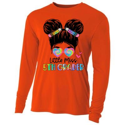 Little Miss 2Nd Grader Messy Bun Tie Dye Second Grade Gift Cooling Performance Long Sleeve Crew