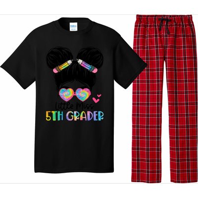 Little Miss 2Nd Grader Messy Bun Tie Dye Second Grade Gift Pajama Set