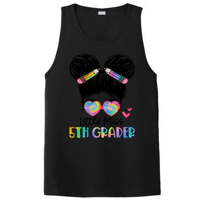 Little Miss 2Nd Grader Messy Bun Tie Dye Second Grade Gift PosiCharge Competitor Tank