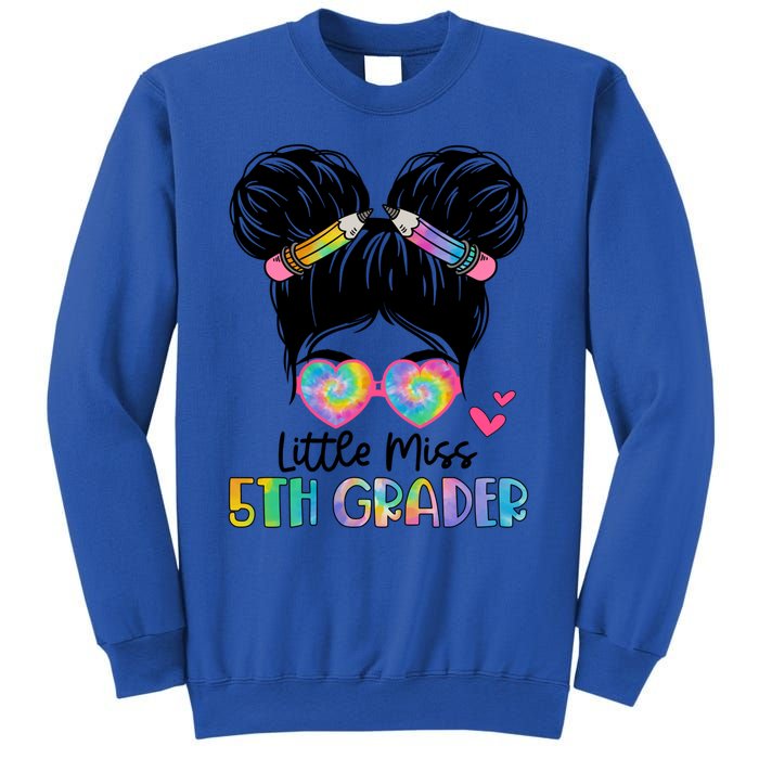 Little Miss 2Nd Grader Messy Bun Tie Dye Second Grade Gift Sweatshirt