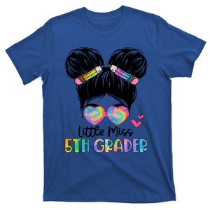 Little Miss 2Nd Grader Messy Bun Tie Dye Second Grade Gift T-Shirt