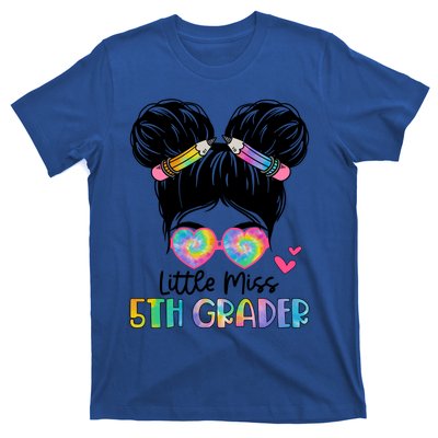 Little Miss 2Nd Grader Messy Bun Tie Dye Second Grade Gift T-Shirt