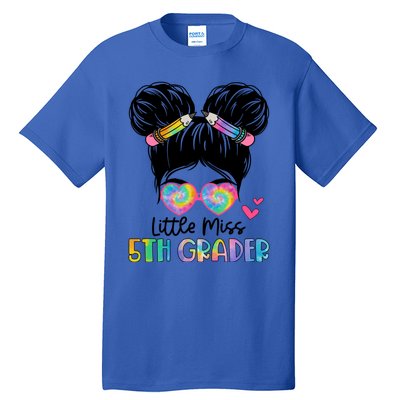 Little Miss 2Nd Grader Messy Bun Tie Dye Second Grade Gift Tall T-Shirt