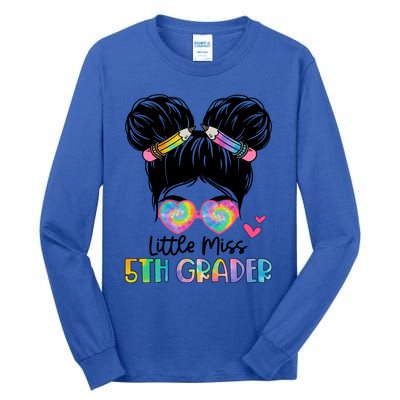 Little Miss 2Nd Grader Messy Bun Tie Dye Second Grade Gift Tall Long Sleeve T-Shirt