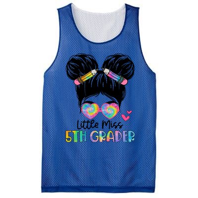 Little Miss 2Nd Grader Messy Bun Tie Dye Second Grade Gift Mesh Reversible Basketball Jersey Tank