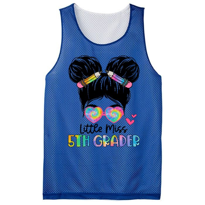 Little Miss 2Nd Grader Messy Bun Tie Dye Second Grade Gift Mesh Reversible Basketball Jersey Tank