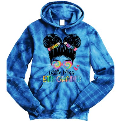 Little Miss 2Nd Grader Messy Bun Tie Dye Second Grade Gift Tie Dye Hoodie