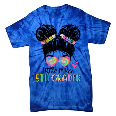 Little Miss 2Nd Grader Messy Bun Tie Dye Second Grade Gift Tie-Dye T-Shirt