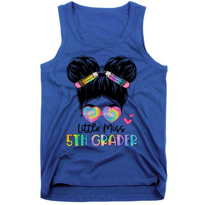 Little Miss 2Nd Grader Messy Bun Tie Dye Second Grade Gift Tank Top