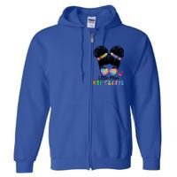 Little Miss 2Nd Grader Messy Bun Tie Dye Second Grade Gift Full Zip Hoodie