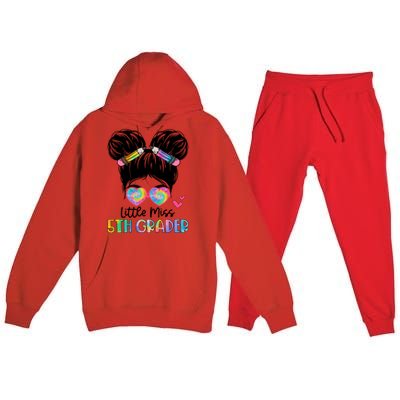 Little Miss 2Nd Grader Messy Bun Tie Dye Second Grade Gift Premium Hooded Sweatsuit Set