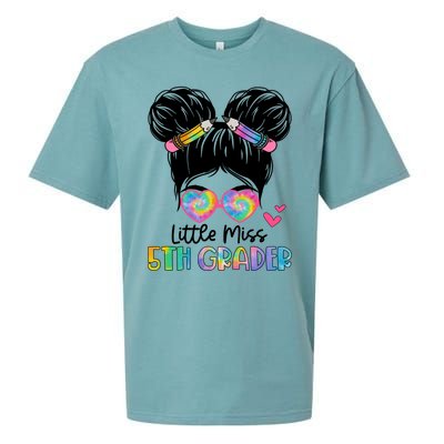 Little Miss 2Nd Grader Messy Bun Tie Dye Second Grade Gift Sueded Cloud Jersey T-Shirt