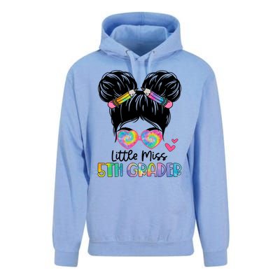 Little Miss 2Nd Grader Messy Bun Tie Dye Second Grade Gift Unisex Surf Hoodie