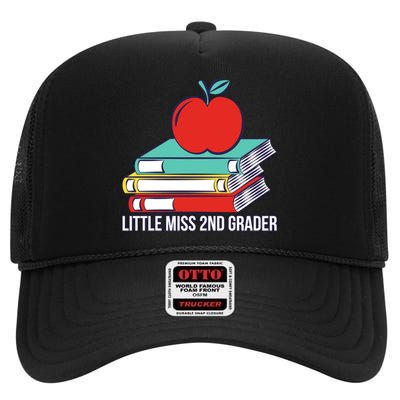 Little Miss 2nd Grader First Day Of Second Grade High Crown Mesh Back Trucker Hat