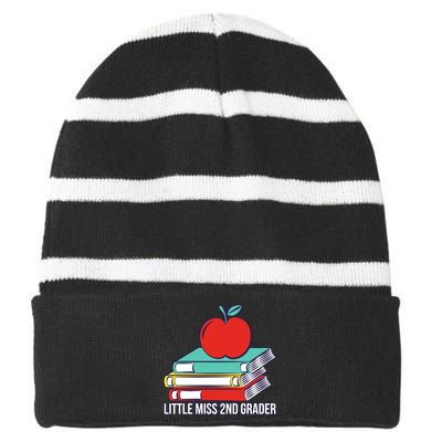 Little Miss 2nd Grader First Day Of Second Grade Striped Beanie with Solid Band