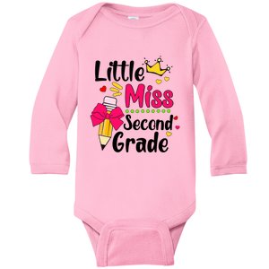 Little Miss 2Nd Grader First Day Of Hello Second Grade Cool Gift Baby Long Sleeve Bodysuit