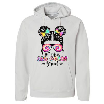 Lil' Miss 3rd Grade Grad Graduation Messy Bun Performance Fleece Hoodie