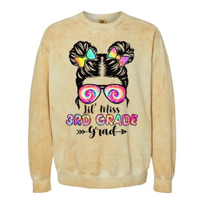 Lil' Miss 3rd Grade Grad Graduation Messy Bun Colorblast Crewneck Sweatshirt