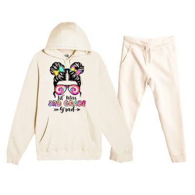 Lil' Miss 3rd Grade Grad Graduation Messy Bun Premium Hooded Sweatsuit Set